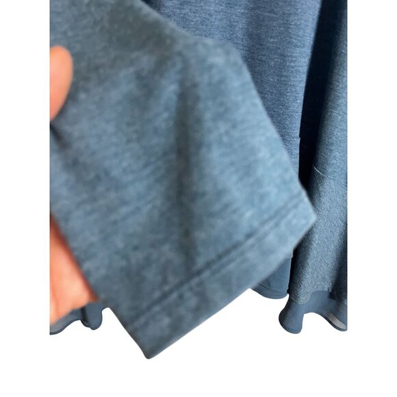 Logo Sweater Women M Blue Neutral Mature Active Sporty Ruffle Preppy Classic 80s - Picture 7 of 10